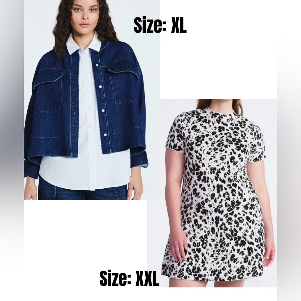 NWT SCOOP “Bundle Deal” Blue Denim oversized cropped Jacket & Animal Print Dress